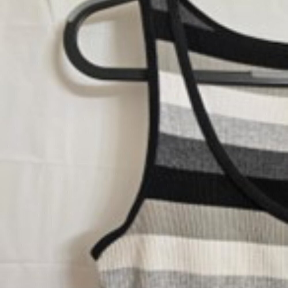 Faded Glory Sleeveless Ribbed Tank Top Black, Grey, Tan & White T-Shirt Sz 12 L - Picture 2 of 6